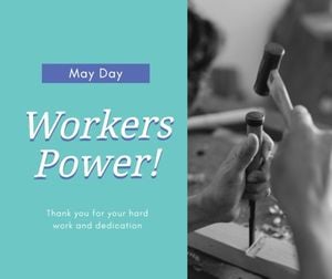 workers day, may, craft, Blue Workers Power Facebook Post Template
