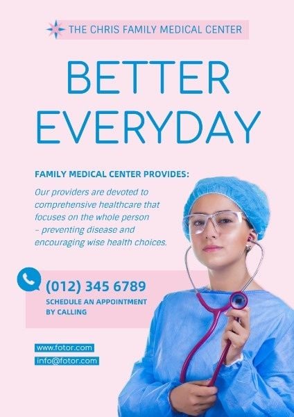 healthy, busienss, advertising, Pink Health Center Service Poster Template
