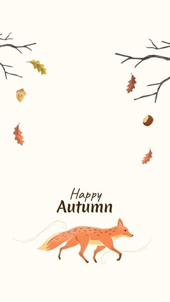 lock screen, leaf, fall, Illustration Happy Autumn Mobile Wallpaper Template