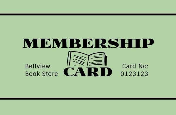 member card, book store, reading, Green Membership Card ID Card Template
