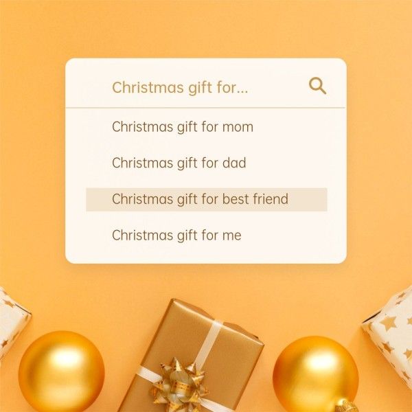 xmas, clean, search list, Yellow Christmas Gift Ideas Instagram Post Template