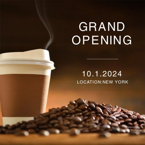 cafe, coffee time, relax, Black Grand Opening Coffee Instagram Post Template
