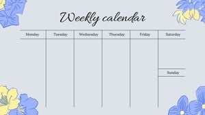 date, flowers, new year, Blue Weekly Plan Calendar Template