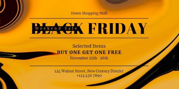 market, discount, promotion, Yellow Black Friday Shopping Mall Sale Twitter Post Template