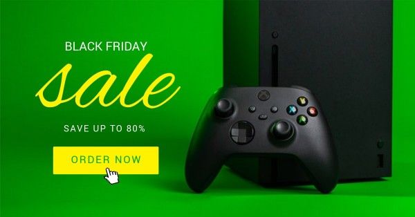 sale, discount, promotion, Green Game Console Black Friday Save Facebook App Ad Template