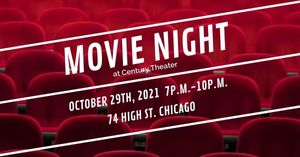 film, social media, photo, Red Movie Night Facebook Event Cover Template