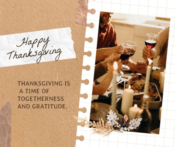 Paper Vintage Classic Happy Thanksgiving Facebook Post