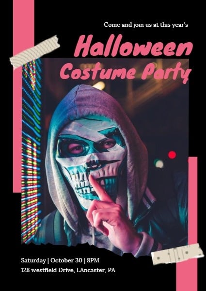 Black Halloween Costume Party Invitation