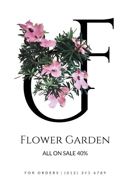 garden, discount, plant, White Flower Store Sale Poster Template