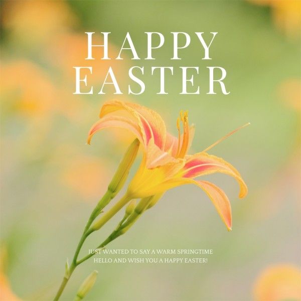 easter day, festival, celebration, Green And Yellow Simple Spring Blossom Easter Greeting Instagram Post Template