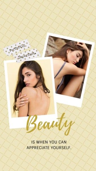 woman, photo, girl, Yellow Beauty Quote Collage Instagram Story Template