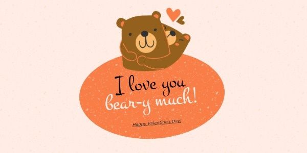 romantic, event, romance, Valentine's Day Cute Bear Twitter Post Template