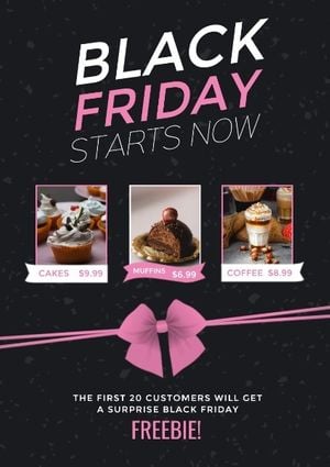 sale, bow, food, Black Friday Cake Special Offer Poster Template
