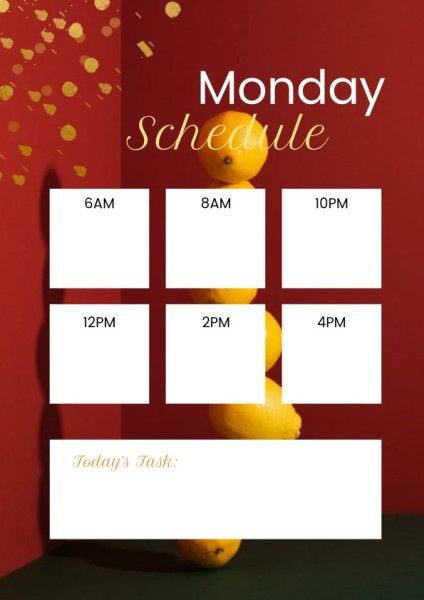 new year, time, schedule, Red Lemon Calendar Planner Template