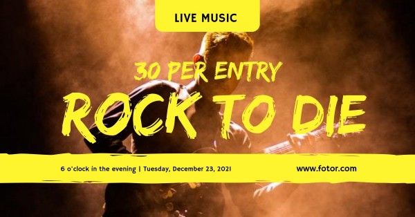 rock to die, singer, vector, Yellow Rock Live Music  Facebook Event Cover Template