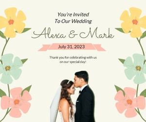 marry, couple, ceremony, Wedding Invitation Facebook Post Template