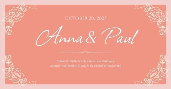 couple, celebration, love, Pink Floral Wedding Facebook Event Cover Template