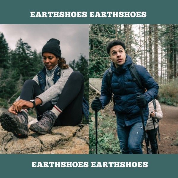climbing boot, hiking shoes, climbing shoes, Green Trekking Shoes Sport Footwear Branding Instagram Post Template