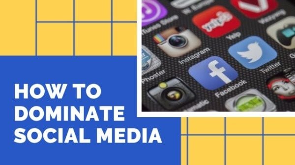 social network, article, blogging, Yellow And Blue Social Media Marketing Tips Youtube Thumbnail Template