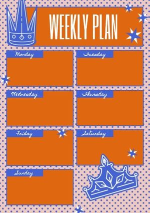 schedule, to do list, beauty, Orange Crown Planner Template
