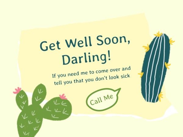 date, care, love, Green Get Well Soon Card Template