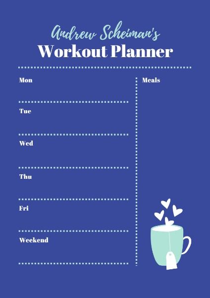 to do list, fitness, schedule, Workout Planner Template