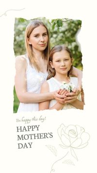 mothers day, mother day, greeting, Green And Beige Delicate Flowers Mother's Day Instagram Story Template