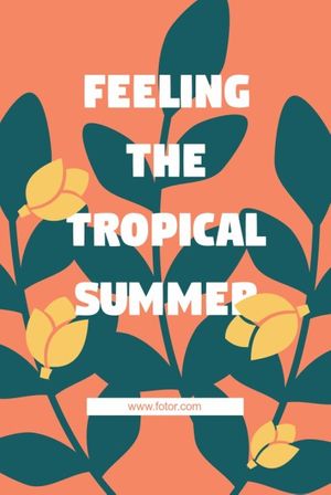 season, summer time, leave, Tropical Summer Pinterest Post Template