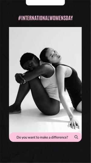 womens power, photo, woman, Black Minimal International Womens Day Instagram Story Template