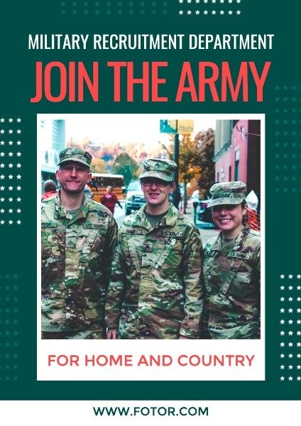 recruitment, cadeting, defence, Join The Army Enlistment Poster Template