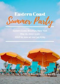 coast, beach, seashore, Summer Sea Party Invitation Template