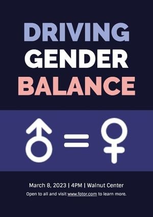 girl, equal, women, Blue Gender Balance Campaign Poster Template