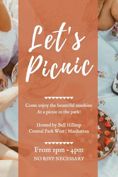 spring, fun, friends, Summer Picnic Gathering Party Pinterest Post Template