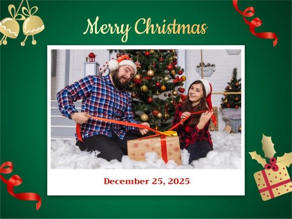 holiday, celebration, greeting, Green Classic Christmas Family Photo Card Template