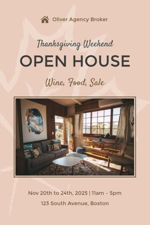 weekend, holiday, sale, Thanksgiving Open House Pinterest Post Template