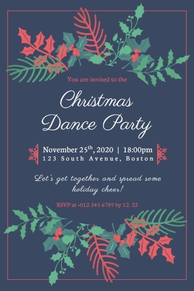 Blue Background Of Christmas Dance Party Pinterest Post