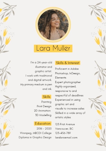 Yellow And White Floral Resume Resume