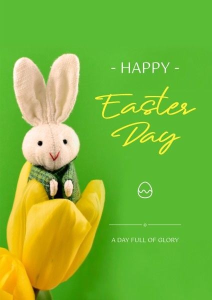 festival, celebration, celebrate, Green And Yellow Cute Easter Greeting Poster Template