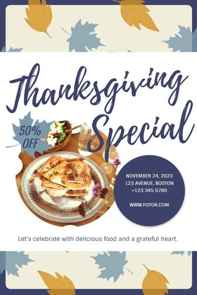 Thanksgiving Restaurant Special Sale Pinterest Post