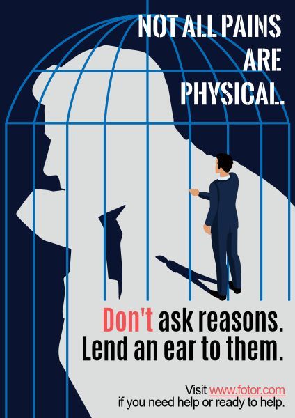 Blue Illustration Mental Health Services Poster