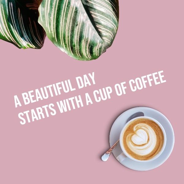 ピンクと魅力的なコーヒードリンク Instagram投稿