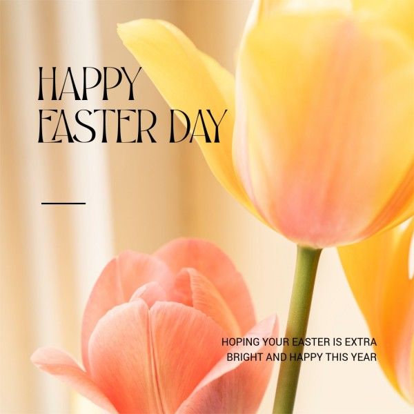 easter day, festival, celebration, Yellow Simple Spring Blossom Easter Greeting Instagram Post Template