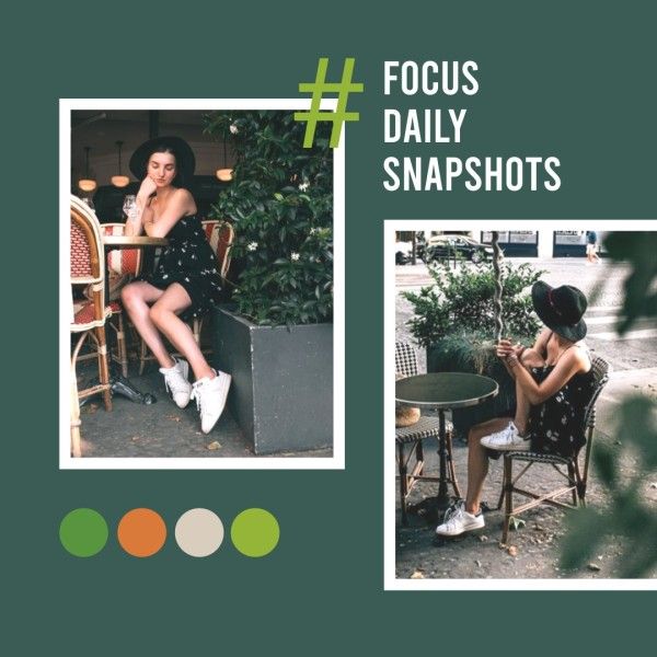 life, fashion, girl, Green Focus Daily Snapshots  Photo Collage (Square) Template