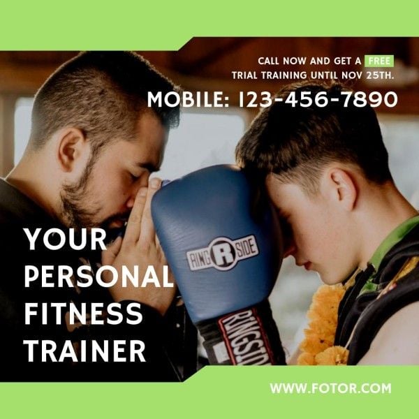 sport, gym, training, Blue Personal Fitness Trainer Instagram Post Template