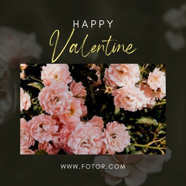 valentines day, love, illustration, Black Flower Happy Valentine Instagram Post Template