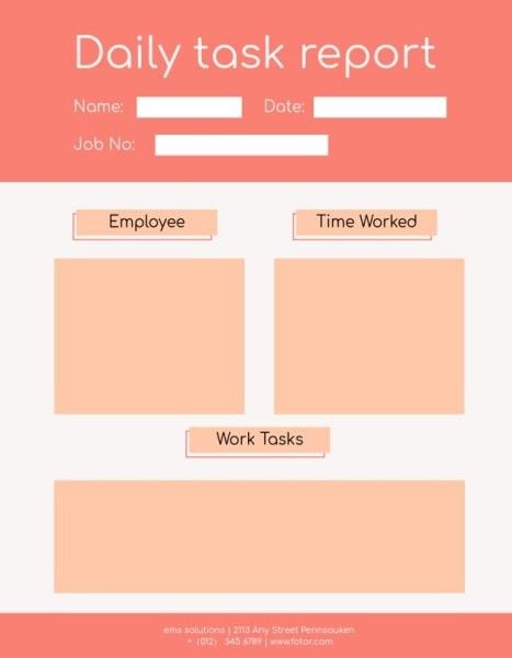  business,  company,  working day, Red Simple Blank Daily Work Report Daily Report Template