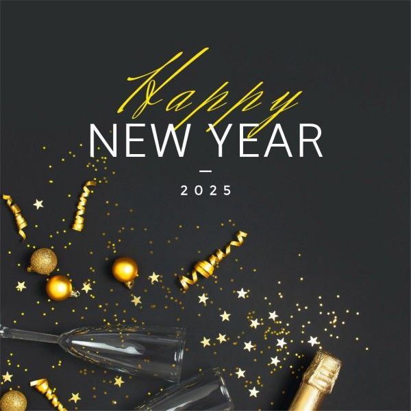 photo, elegant, holiday, Balck Celebration Happy New Year Instagram Post Template