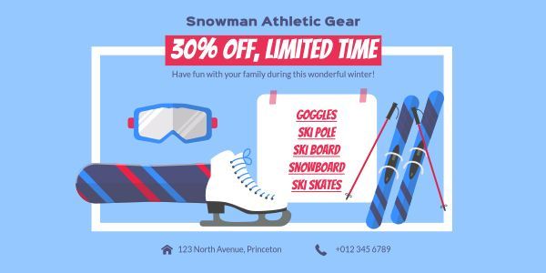 sale, promotion, limited time, Snowman Athletic Gear  Discount Twitter Post Template
