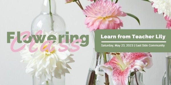 floria, floral, store, White And Green Flowering Class Twitter Post Template