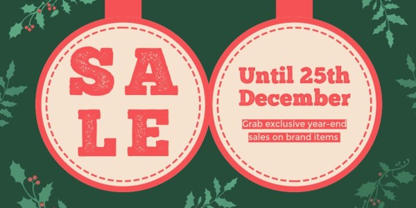 Green And Red Christmas Sale Twitter Post